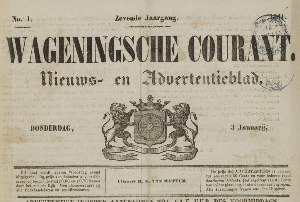 Oude editie Wageningse Courant